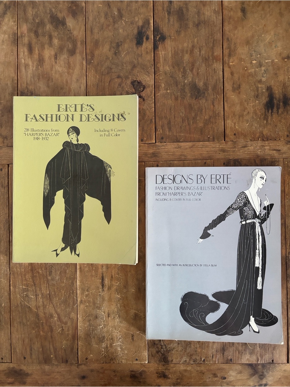 Vintage Harper’s Bazar Designs by Erte 8 Colored Prints in each Book 1976